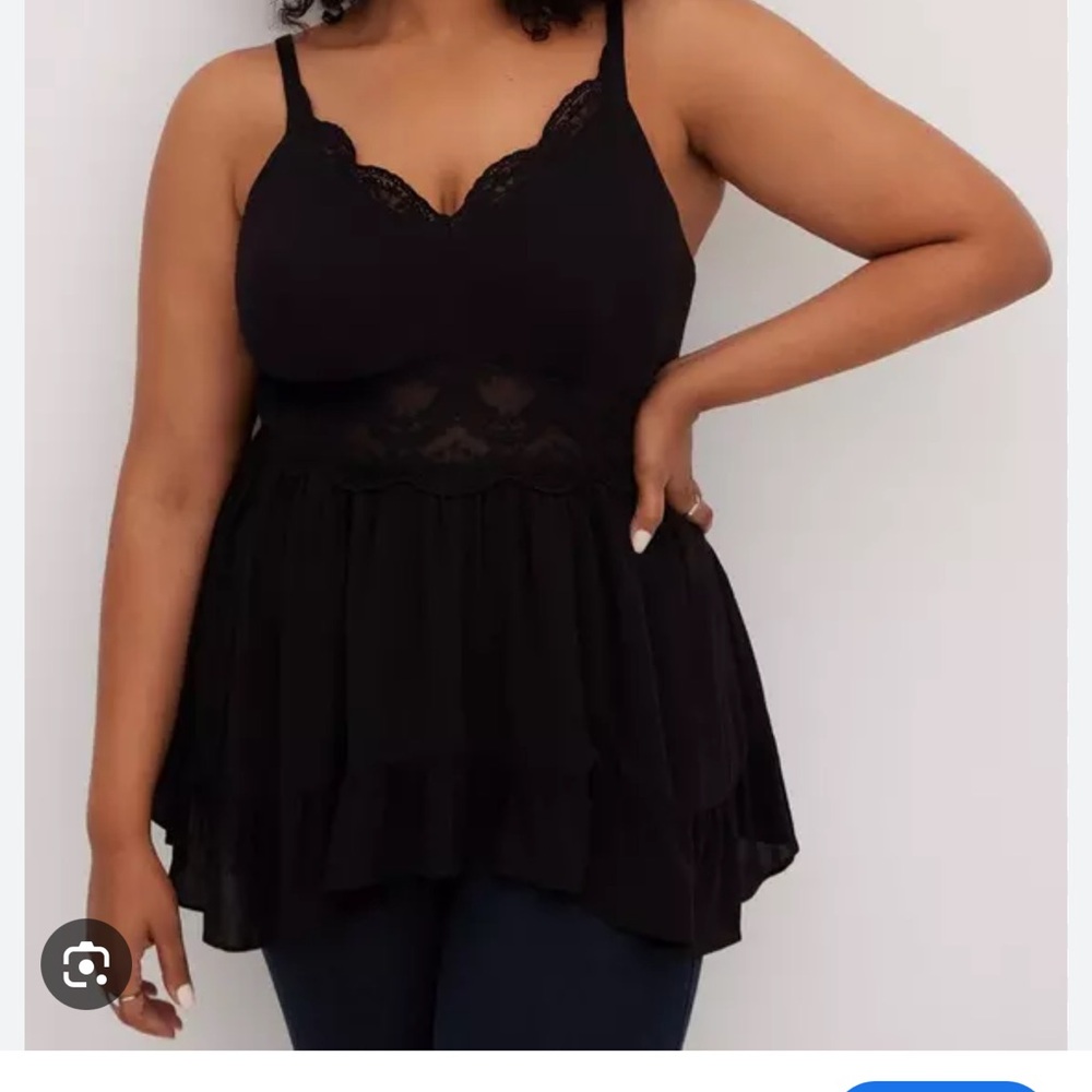 Torrid Black Lace Trim Women's Top 4x